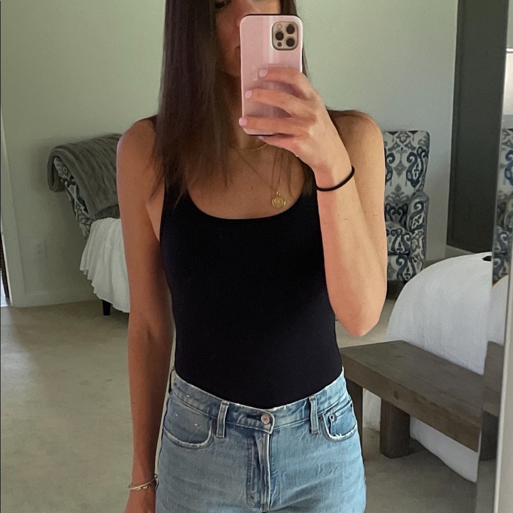 Square neck black body suit